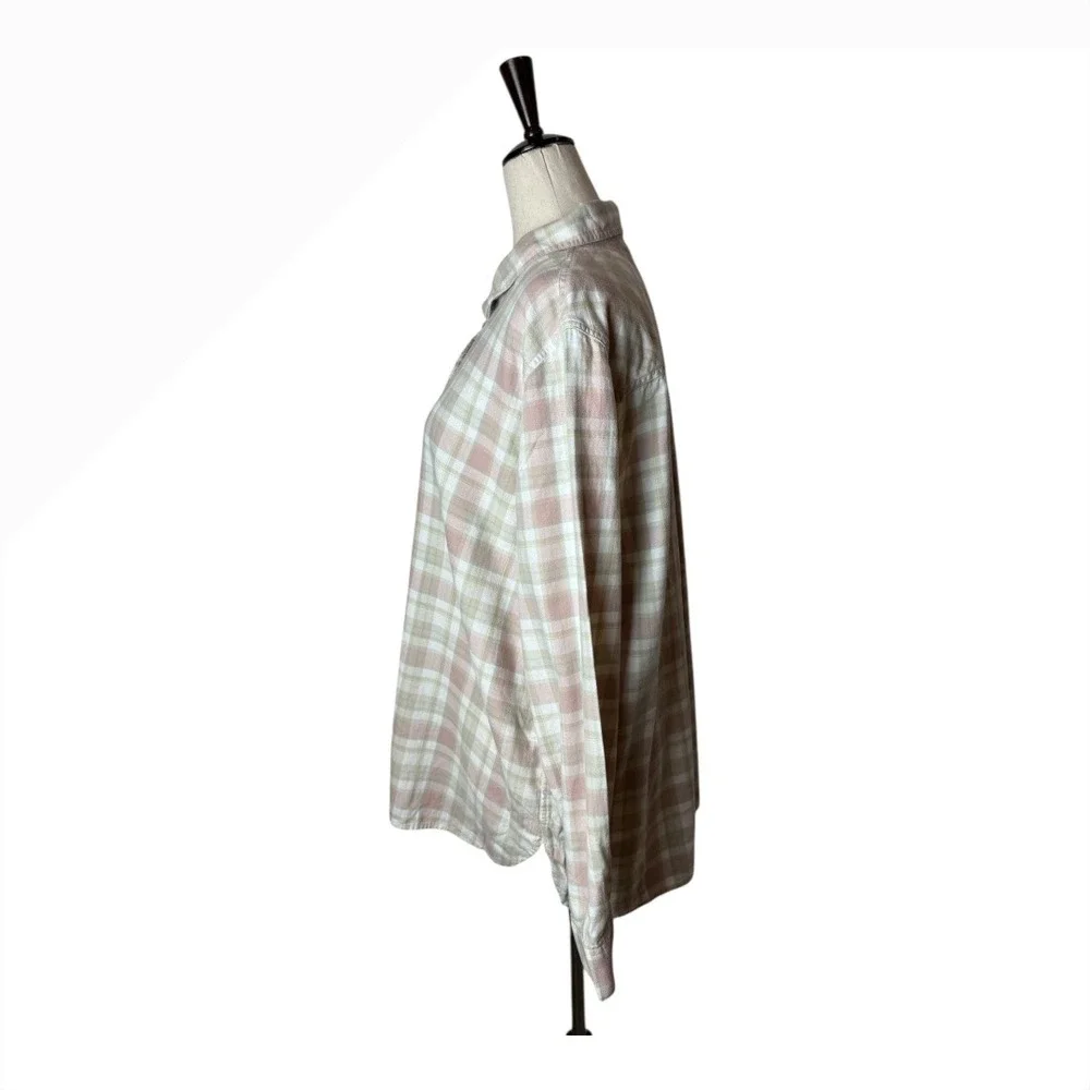 Barbour Shirt Women 14‎ Pink Plaid Check Flannel Relaxed Fit Newbury Button Down